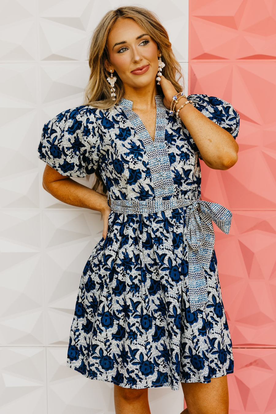 The Leona Puff Sleeve Tie Waist Mini Dress