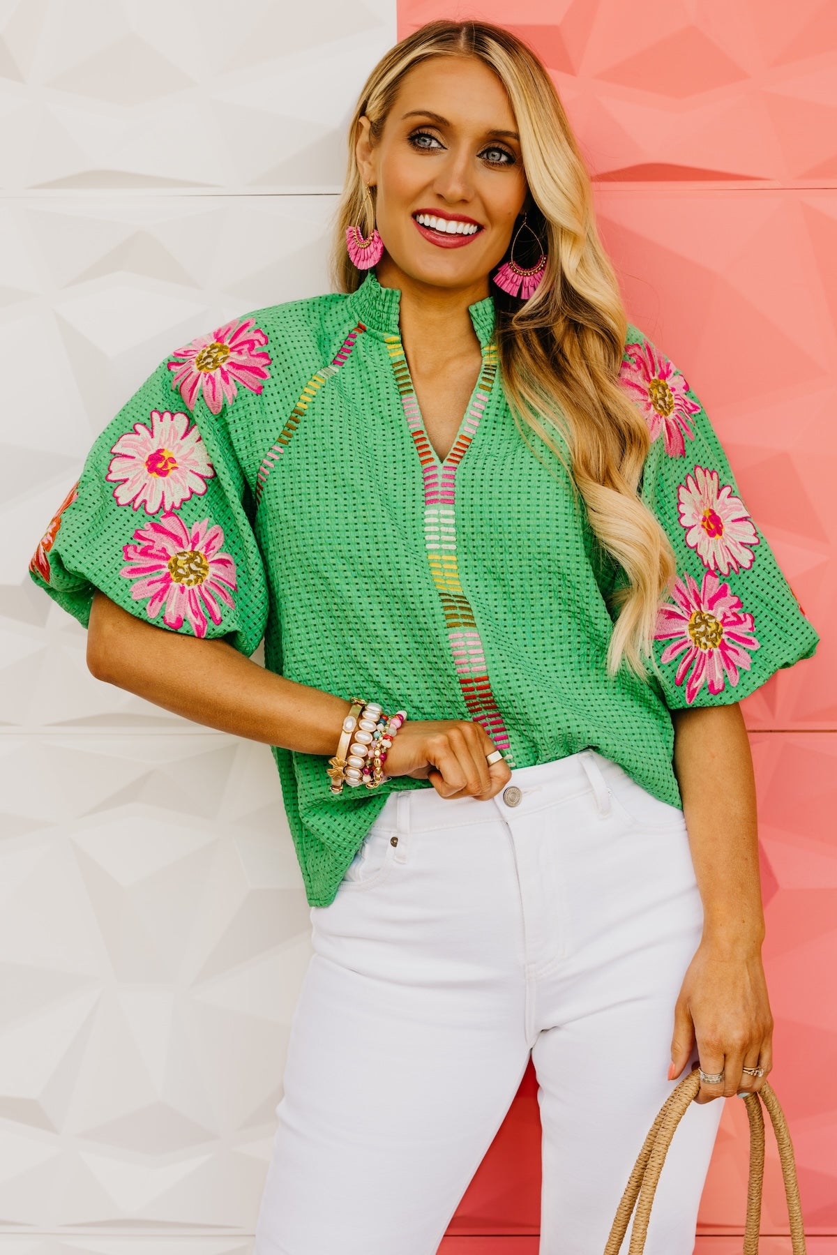 The Nyah Puff Sleeve Embroidered Top | MOD Boutique