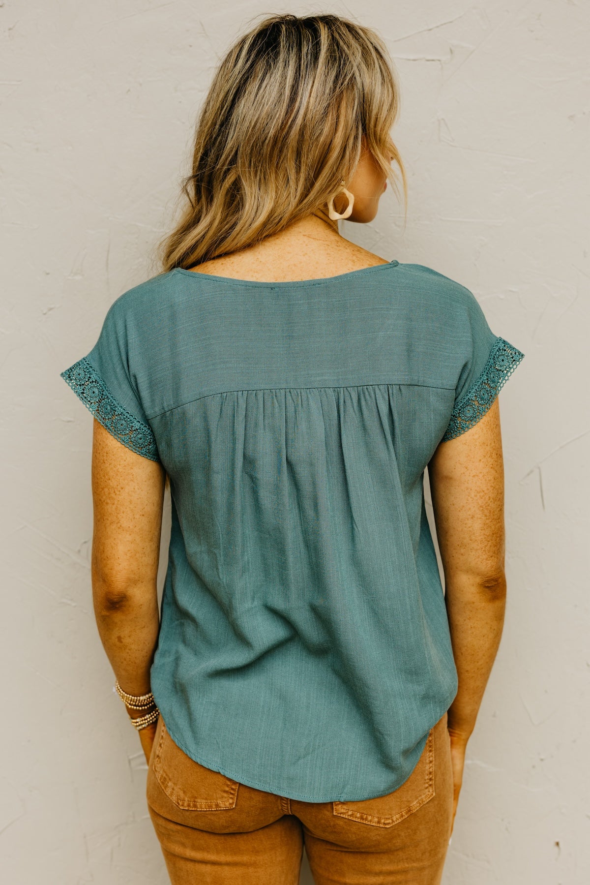 The Jaylah Lace Trim Pleat Yoke Top