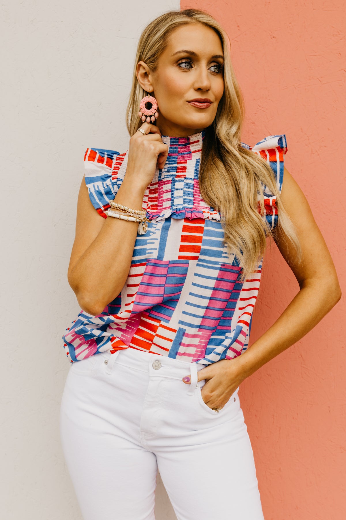 The Ariyah Mock Neck Smocked Top