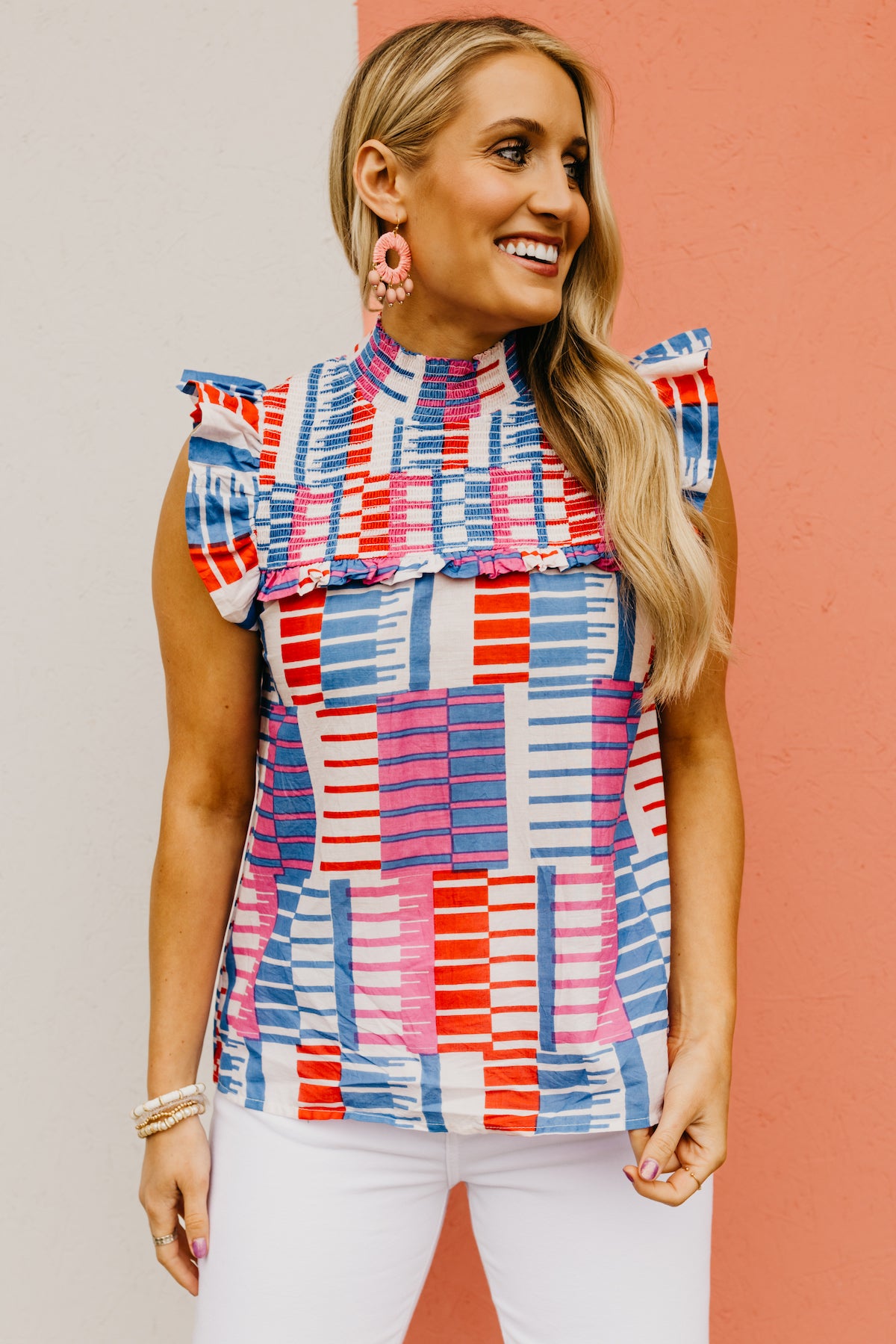 The Ariyah Mock Neck Smocked Top