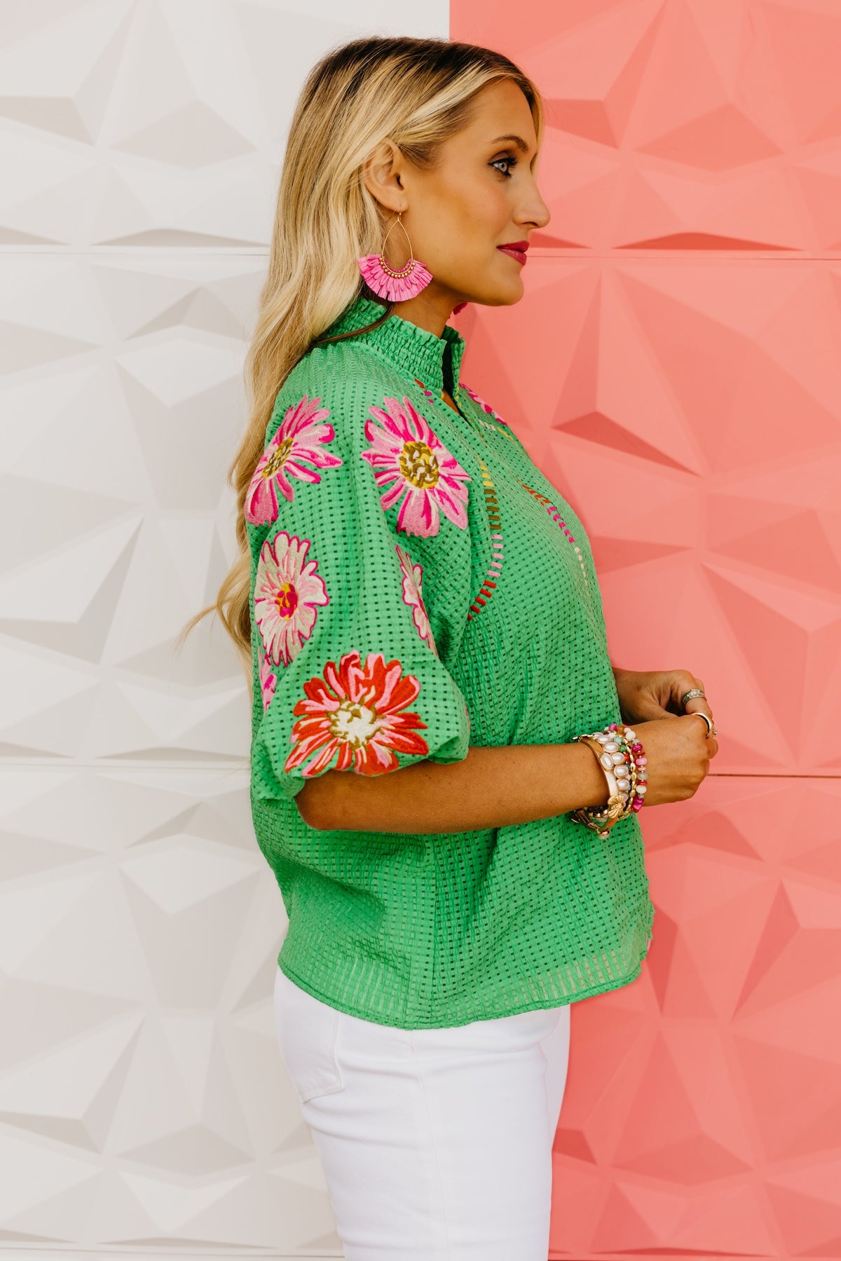 The Nyah Puff Sleeve Embroidered Top