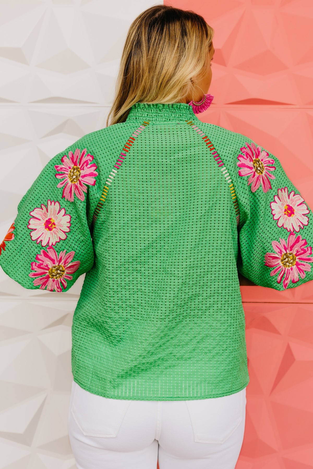 The Nyah Puff Sleeve Embroidered Top