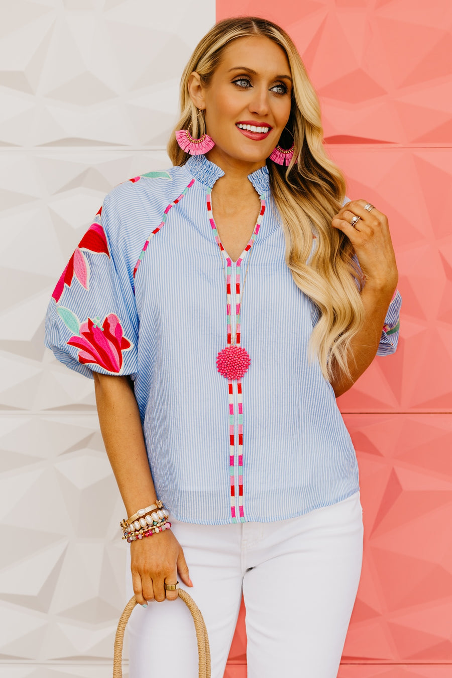 The Gunner Embroidered Puff Sleeve Top