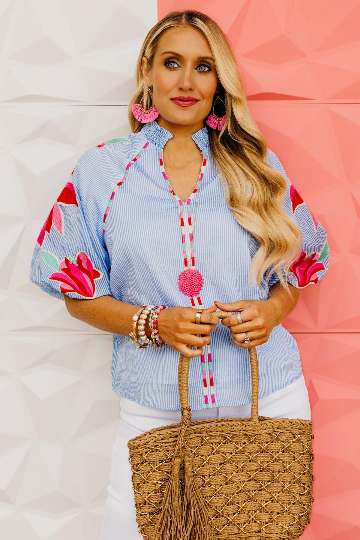 The Gunner Embroidered Puff Sleeve Top