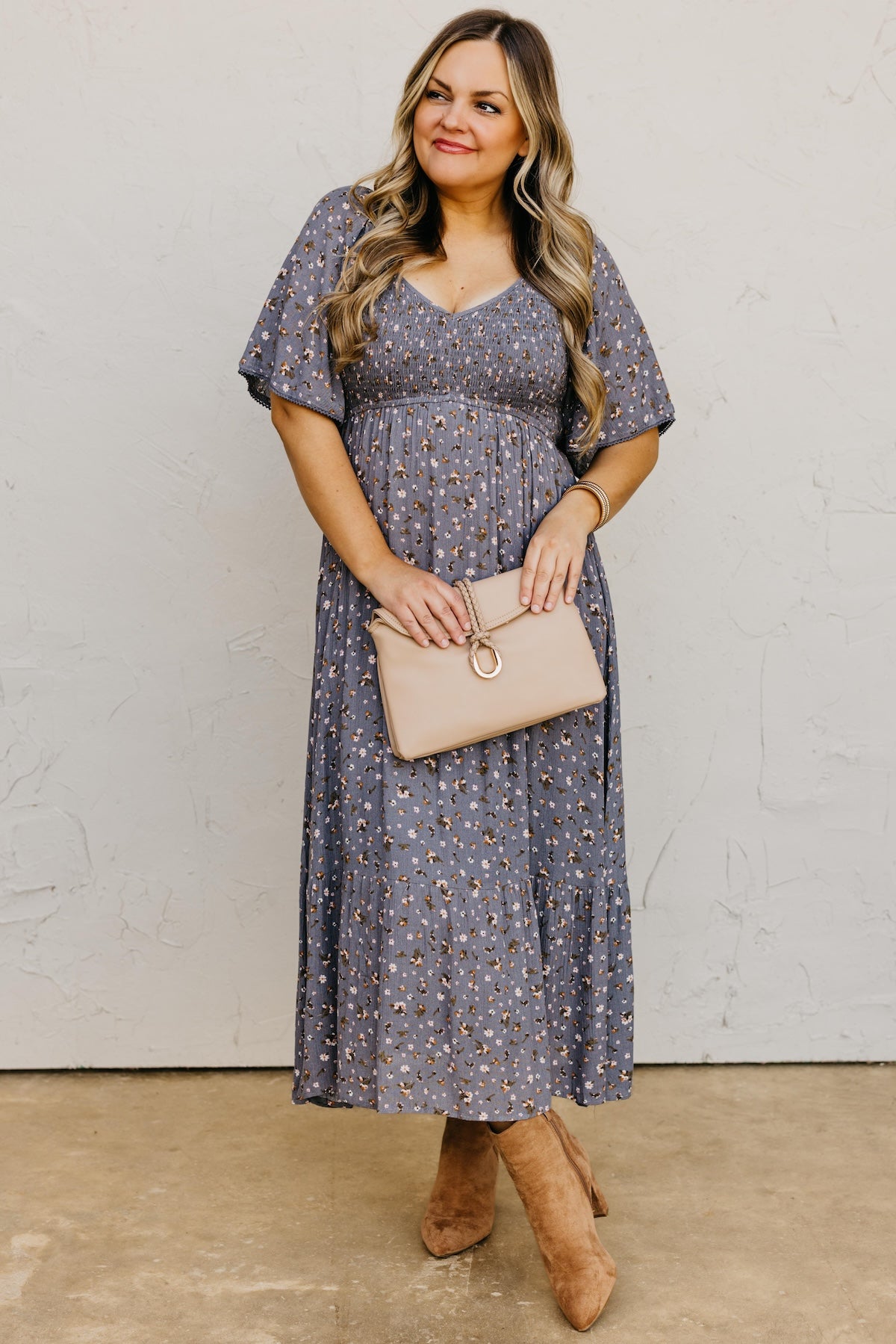 The Dahlia Smocked Floral Midi Dress