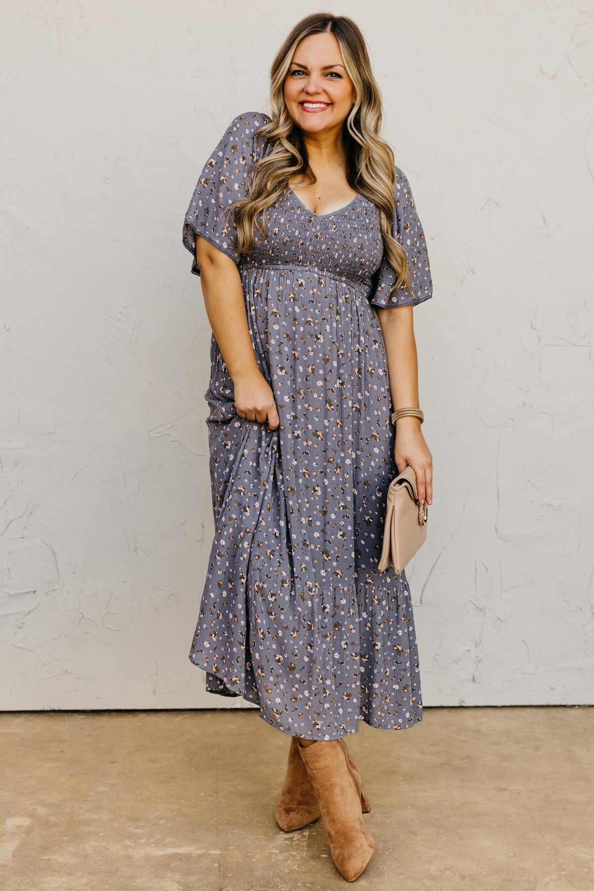 The Dahlia Smocked Floral Midi Dress