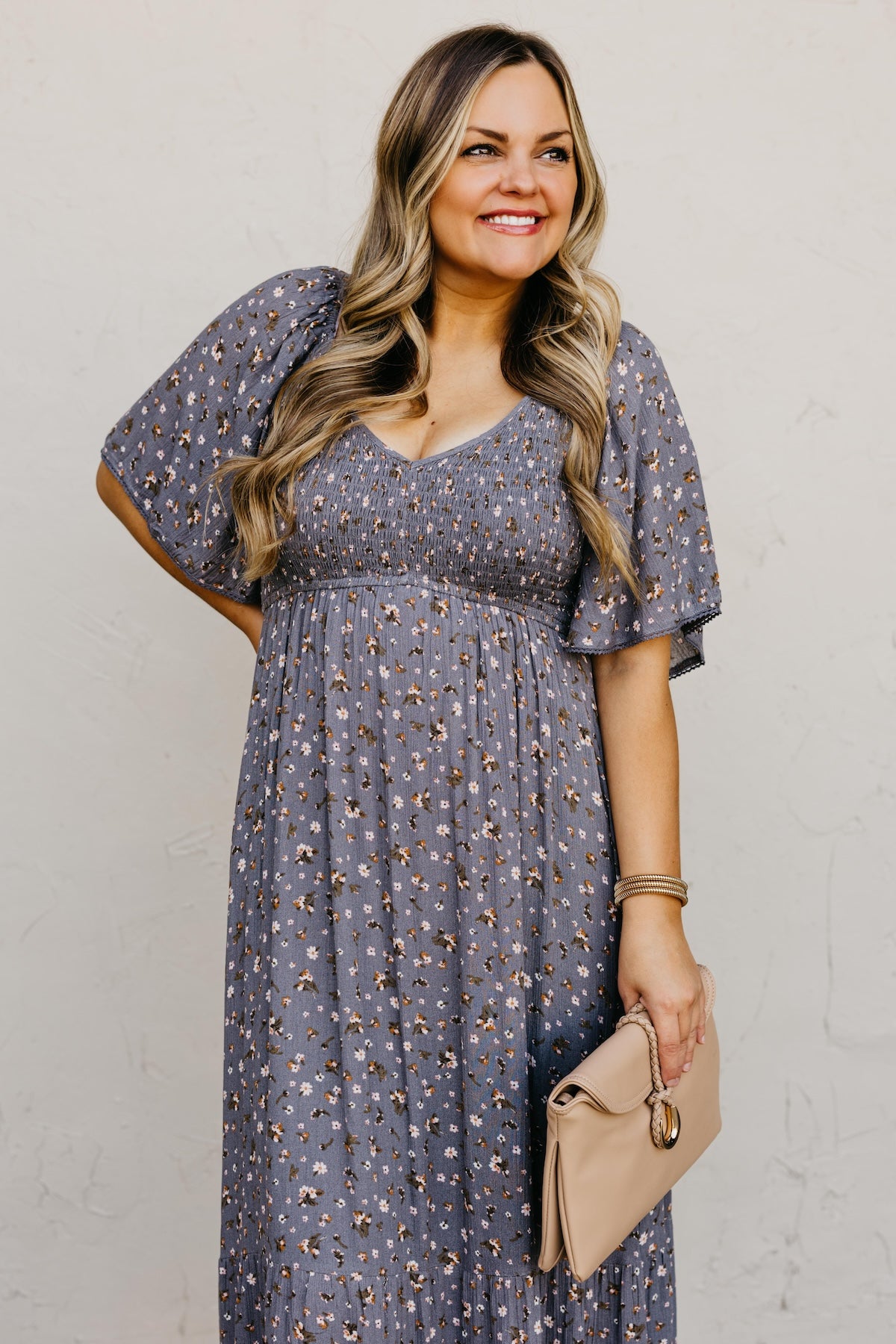 The Dahlia Smocked Floral Midi Dress
