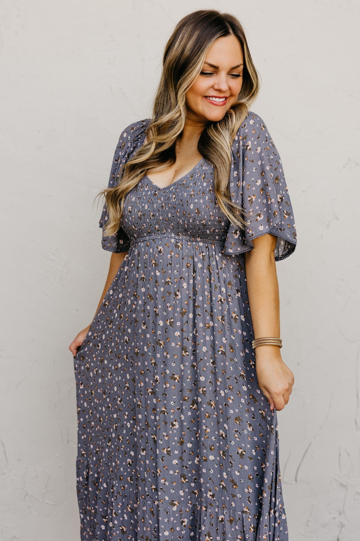 The Dahlia Smocked Floral Midi Dress
