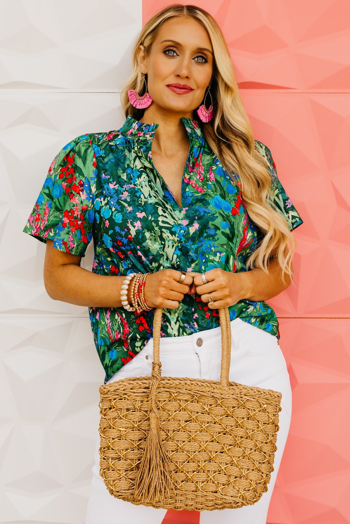 The Louisa Floral Split Neck Top