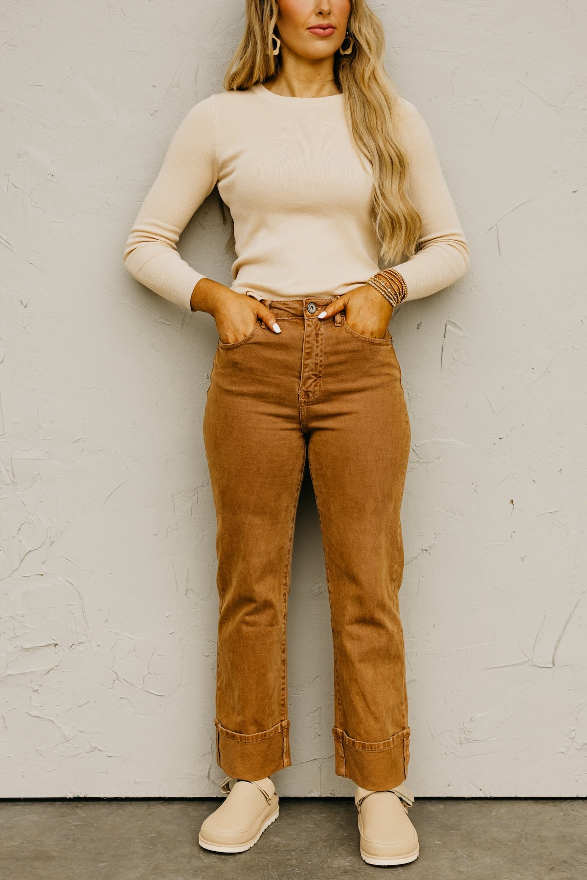 The Brenda Straight Leg Cuff Denim MOD Boutique