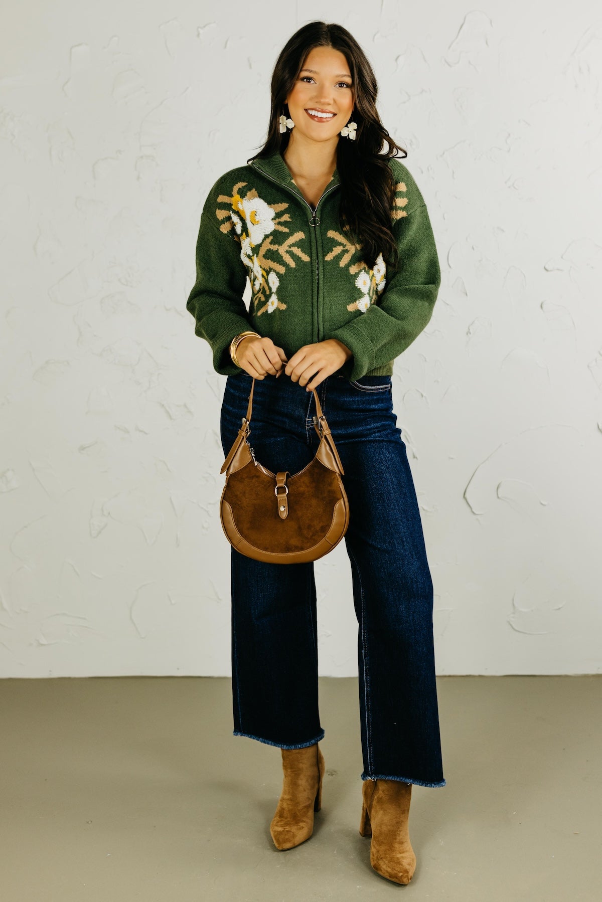 The Tori Floral Zip Up Sweater