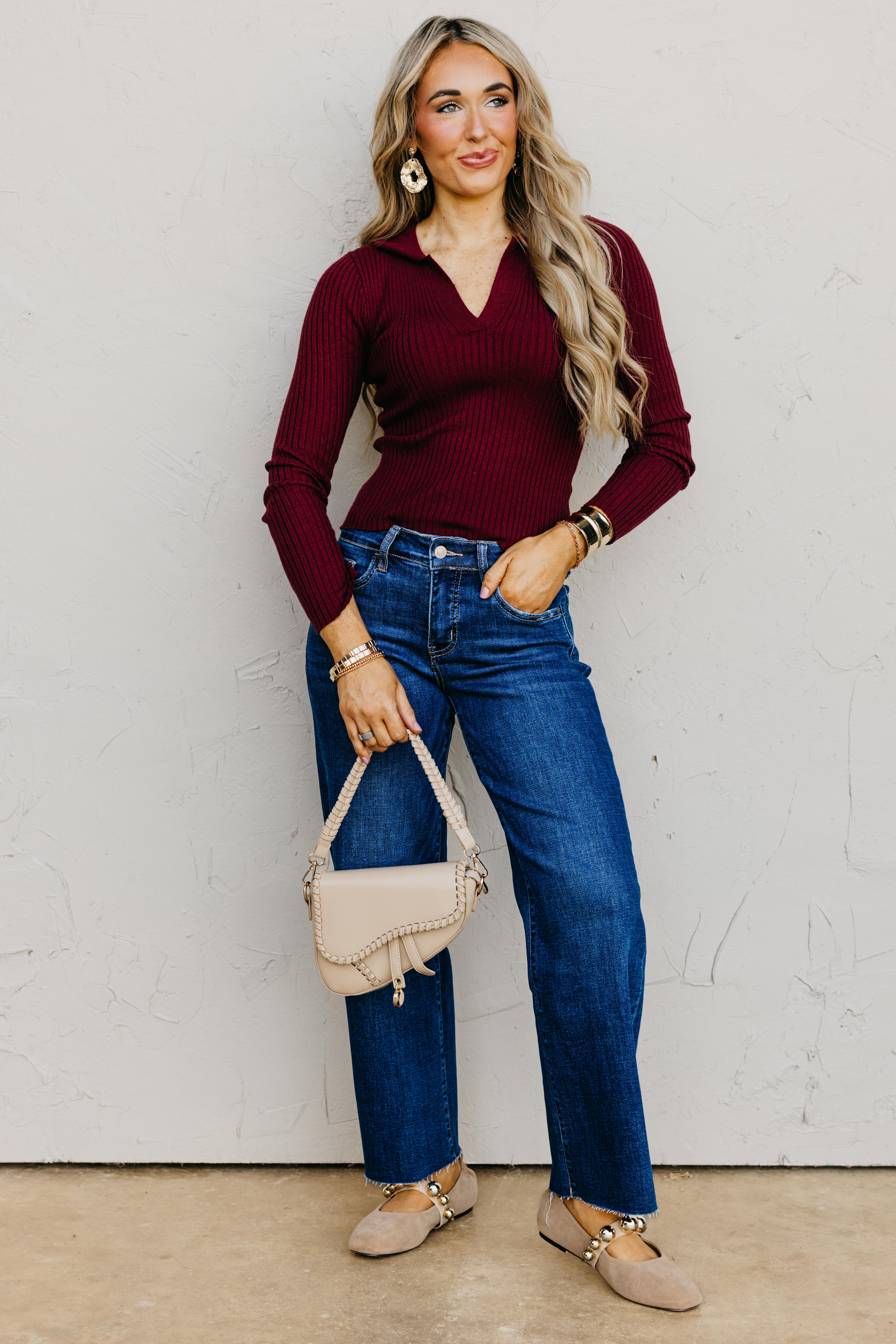 The Watson Long Sleeve Polo Knit Top
