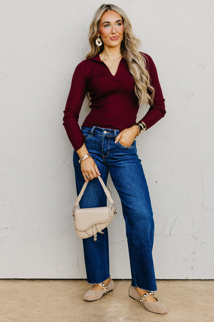 The Watson Long Sleeve Polo Knit Top