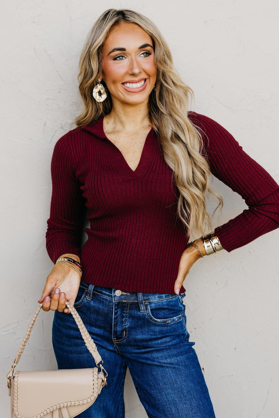 The Watson Long Sleeve Polo Knit Top