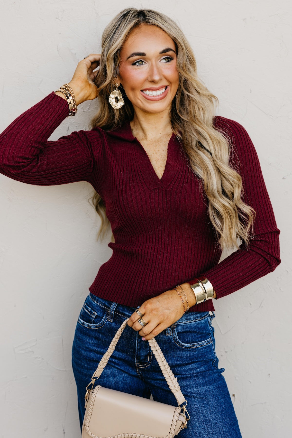 The Watson Long Sleeve Polo Knit Top