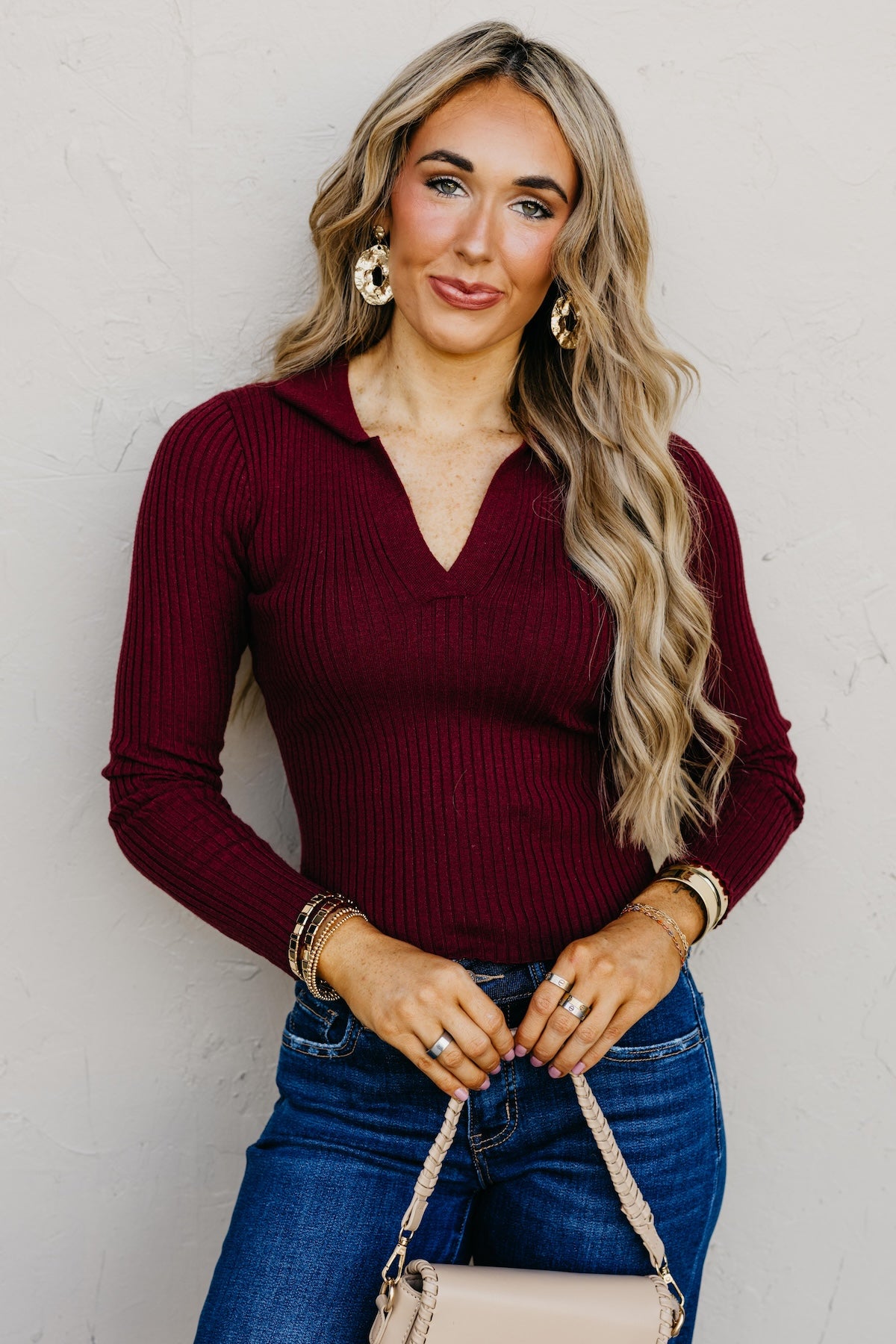 The Watson Long Sleeve Polo Knit Top