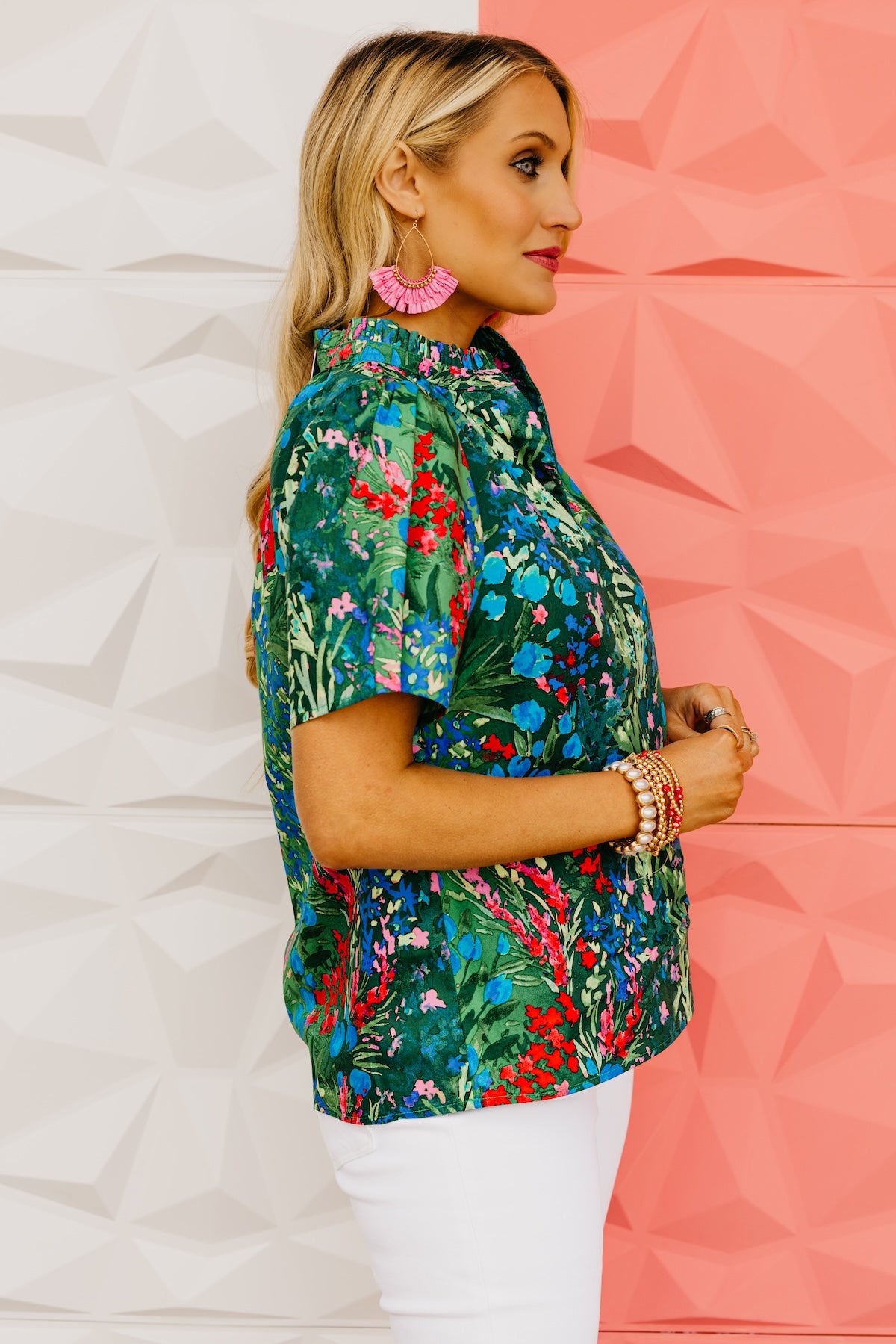 The Louisa Floral Split Neck Top