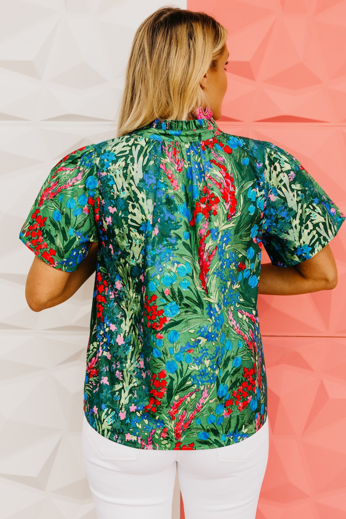 The Louisa Floral Split Neck Top
