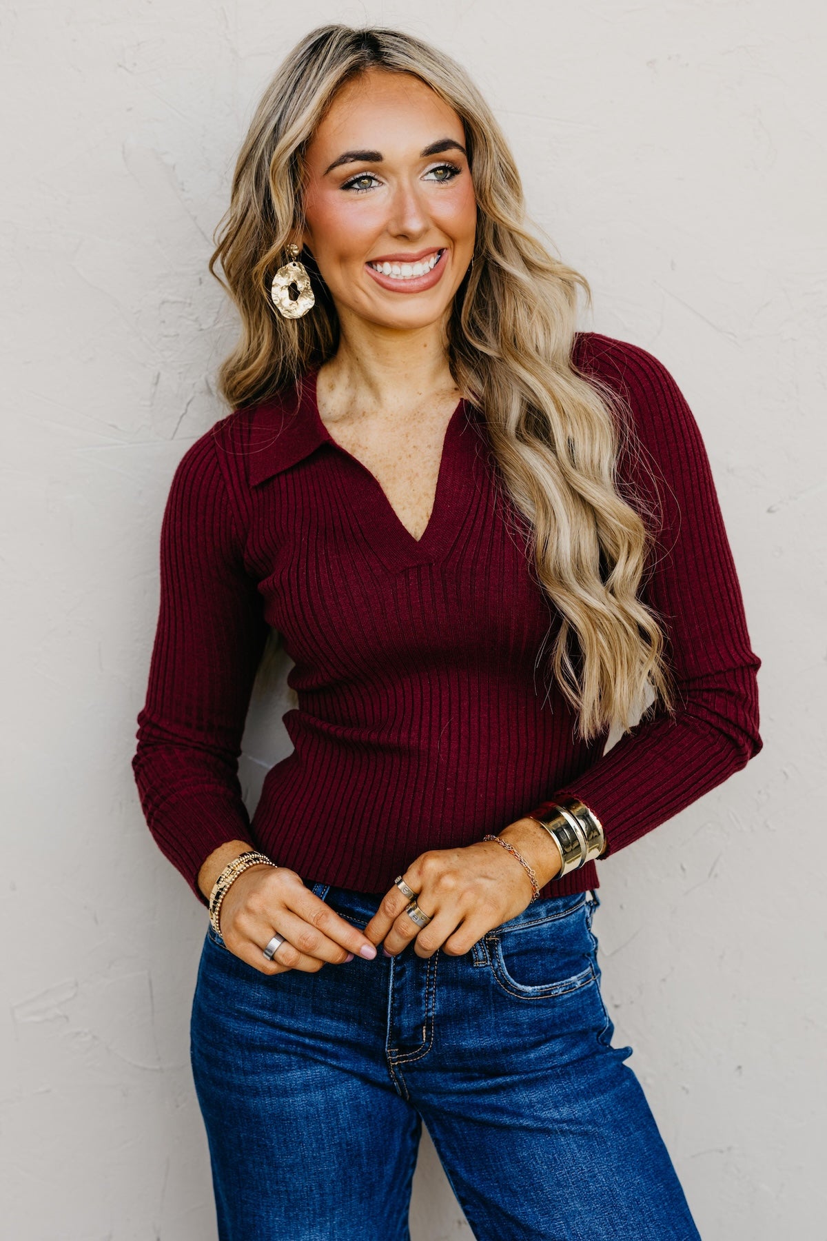 The Watson Long Sleeve Polo Knit Top