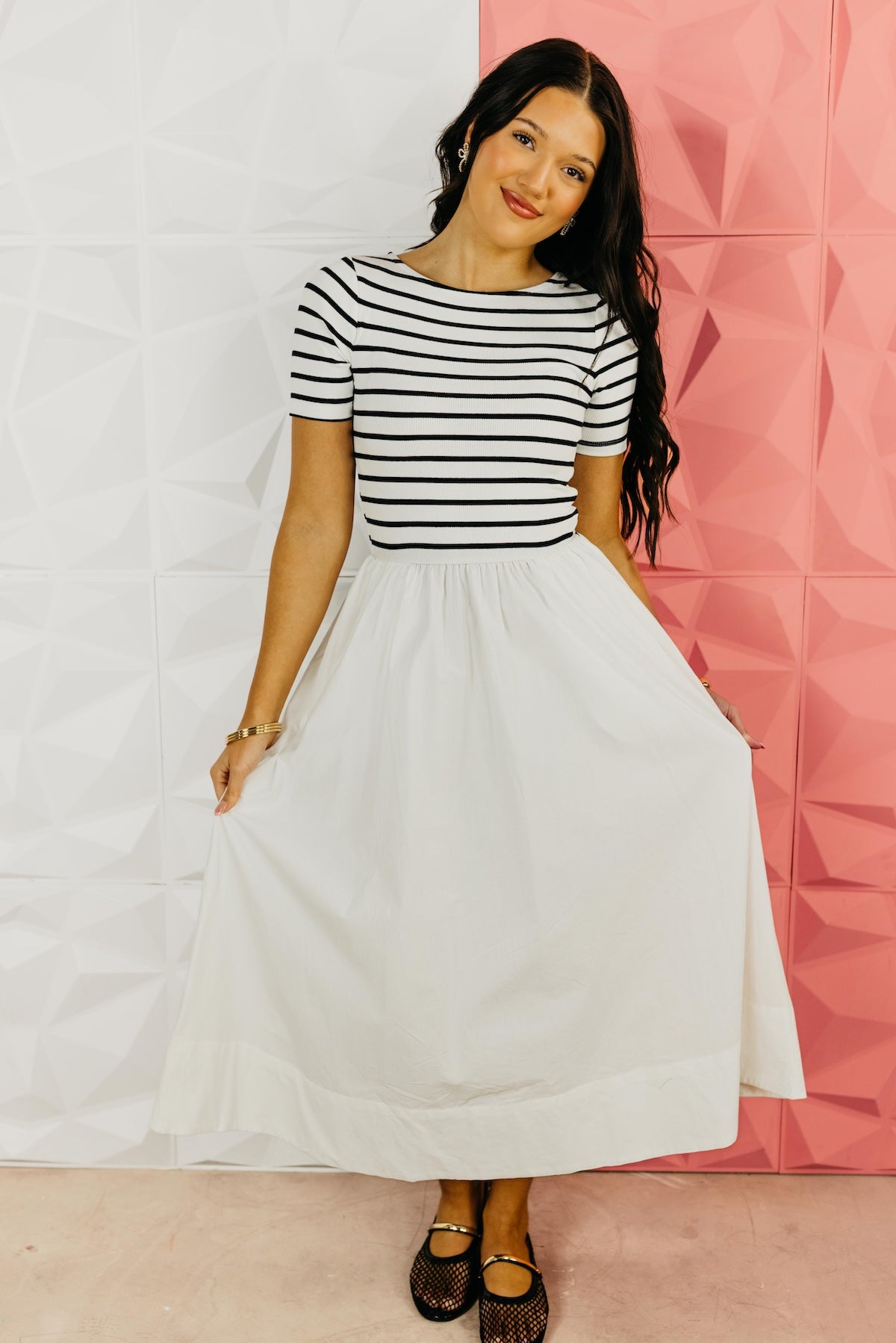 The Cole Mixed Media Midi Dress