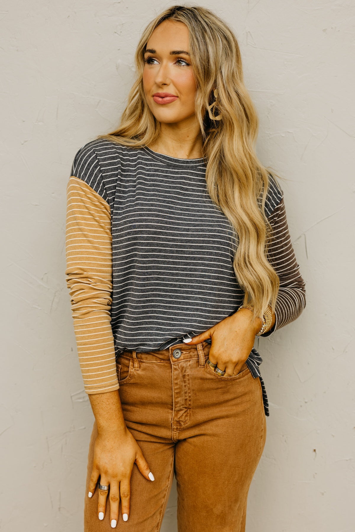 The Siska Striped Color Block Knit Top