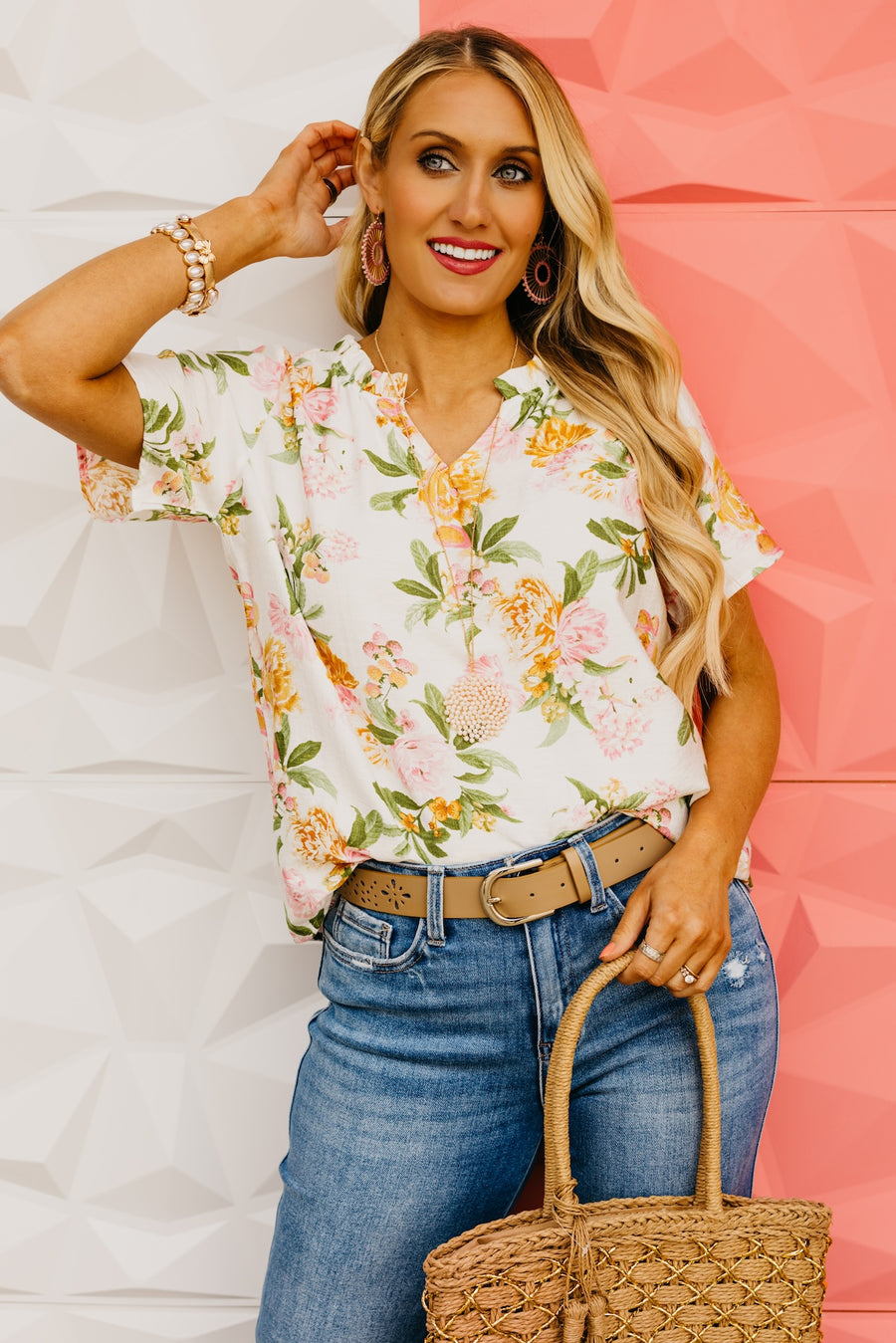 The Cody Floral Ruffle Trim Blouse