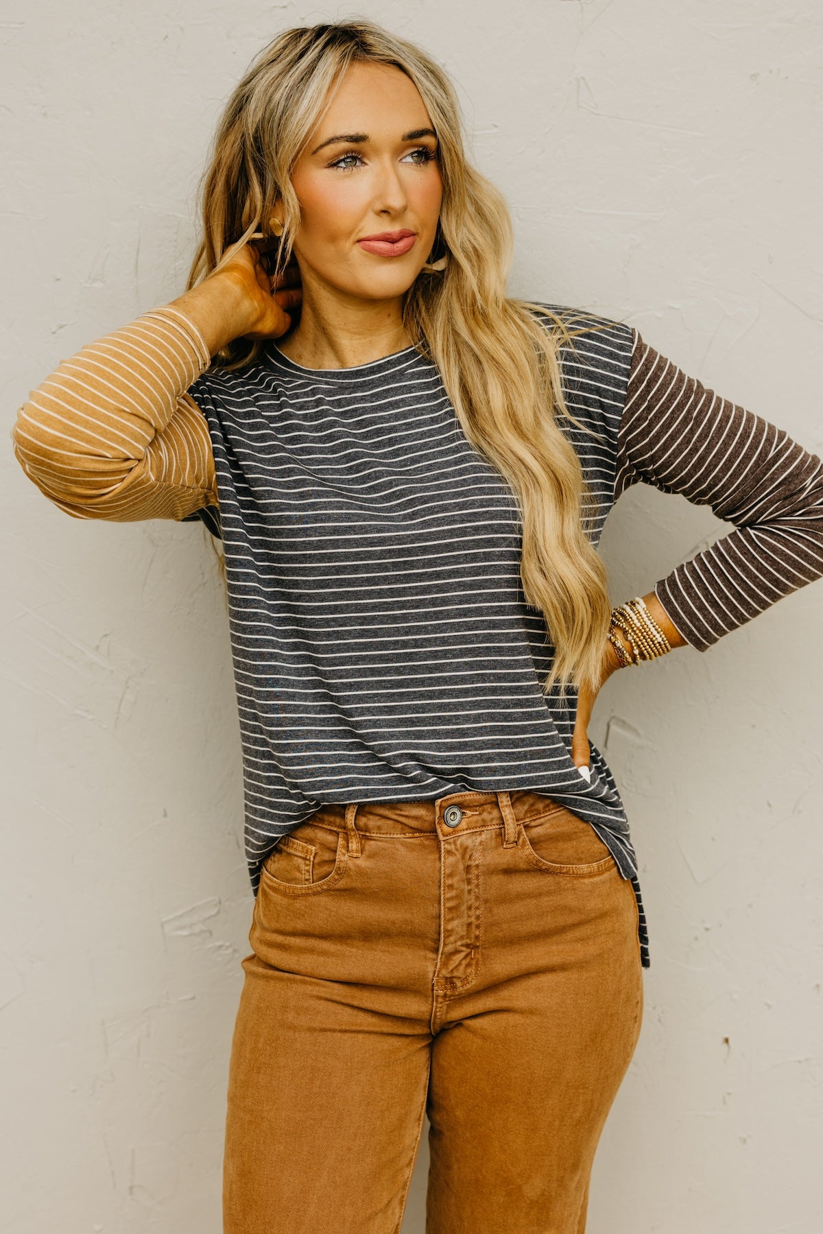 The Siska Striped Color Block Knit Top