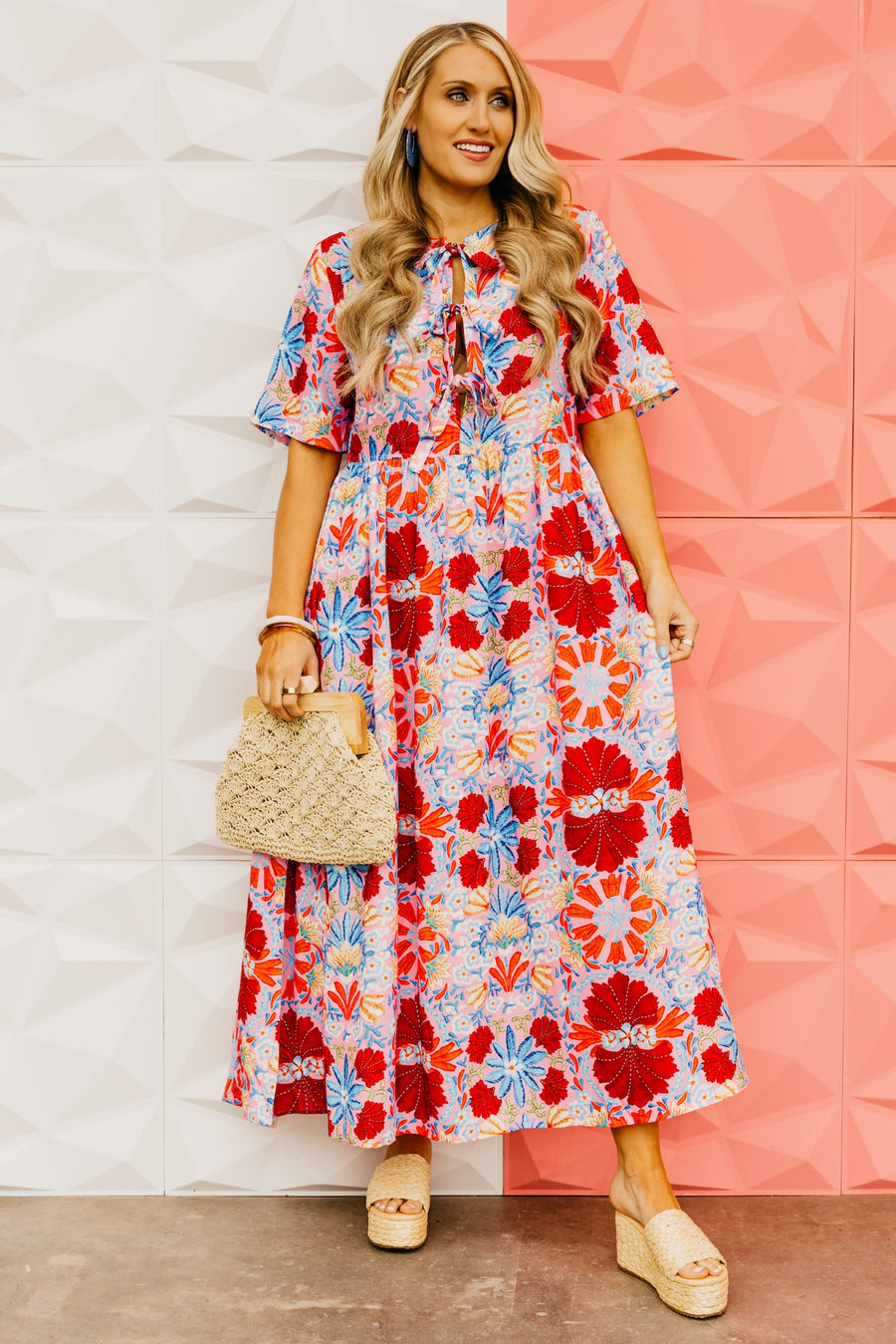 The Shawn Floral Tie Midi Dress
