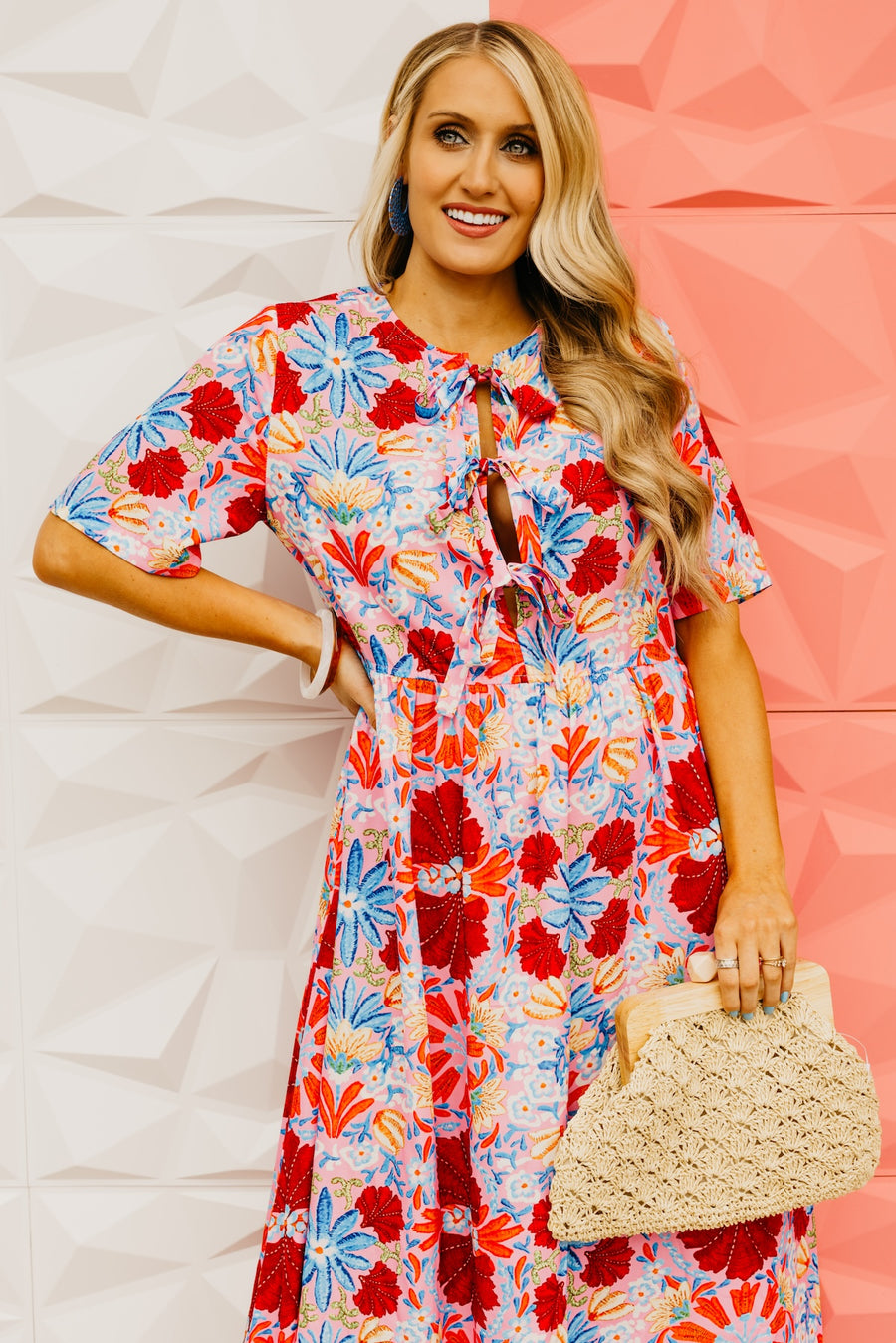 The Shawn Floral Tie Midi Dress