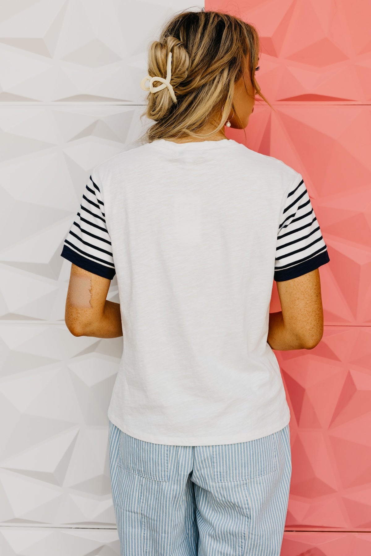 The Itzel Mix Media Embroidered Star Tee