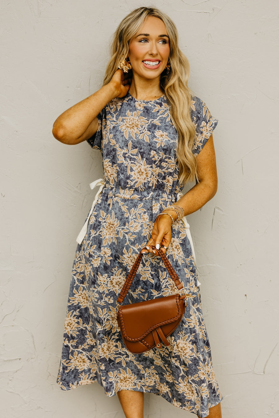 The Billy Floral Side Tie Midi Dress
