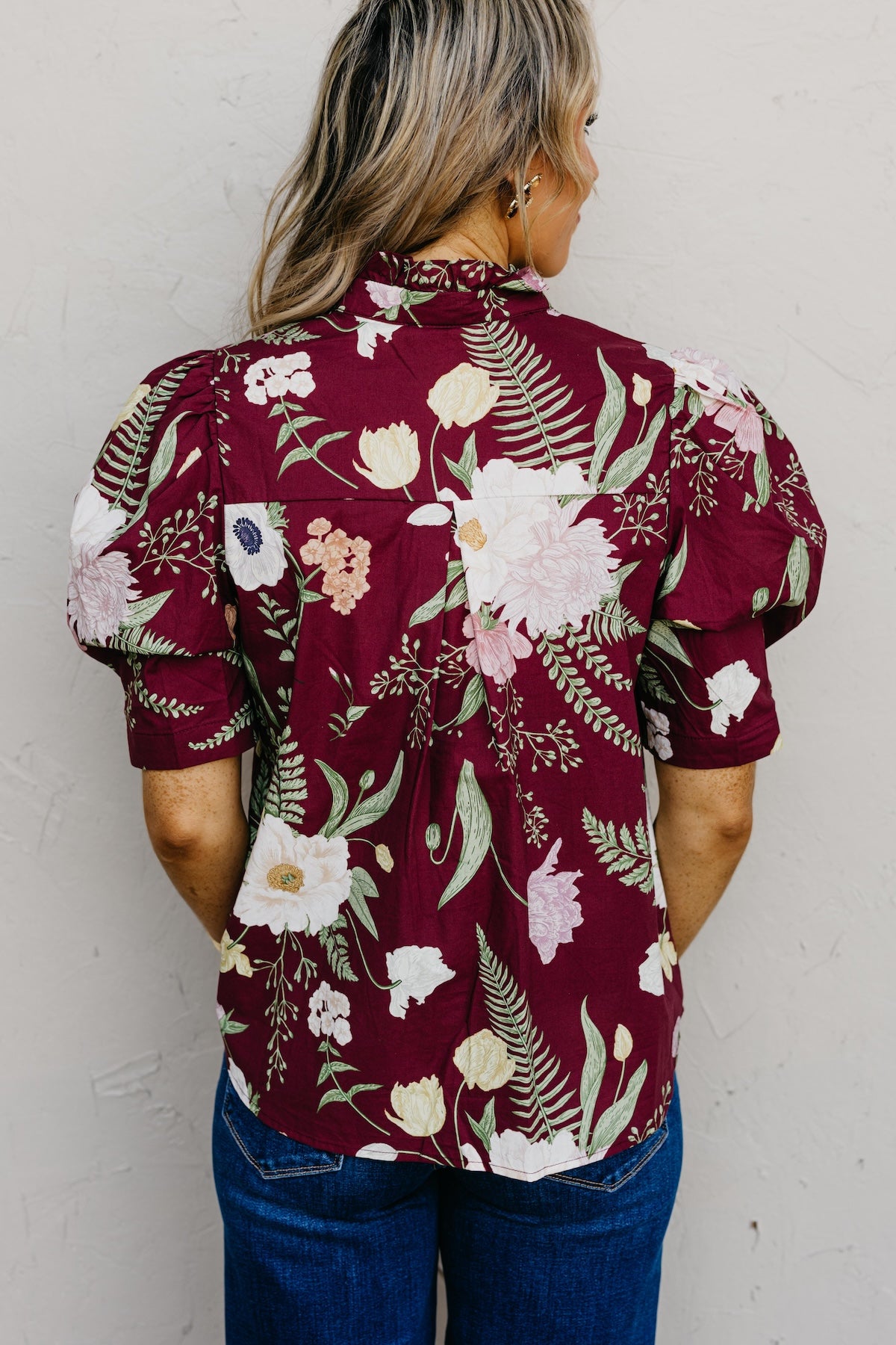 The Aslan Floral Woven Button Front Top