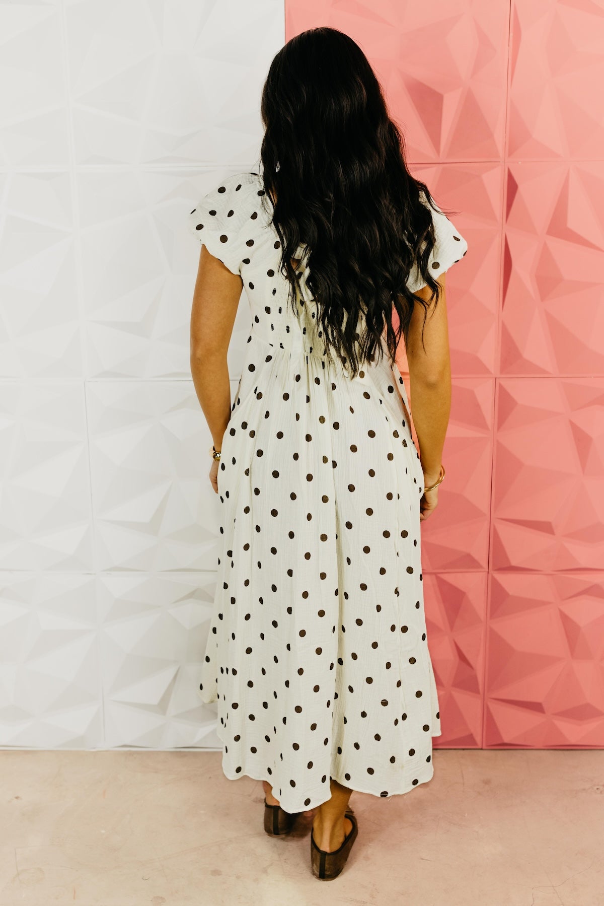 The Alyssa Polka Dot Gauze Midi Dress