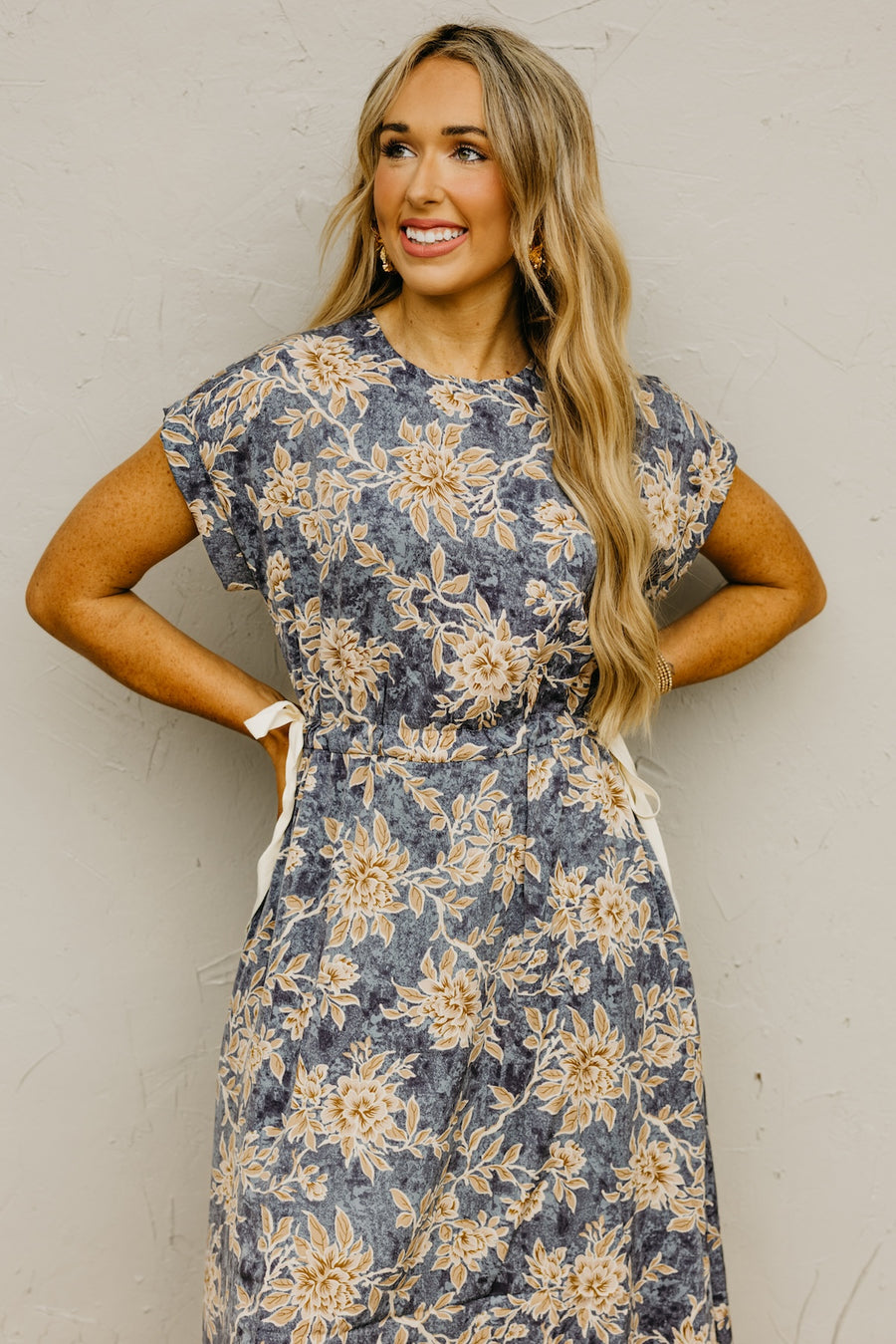The Billy Floral Side Tie Midi Dress