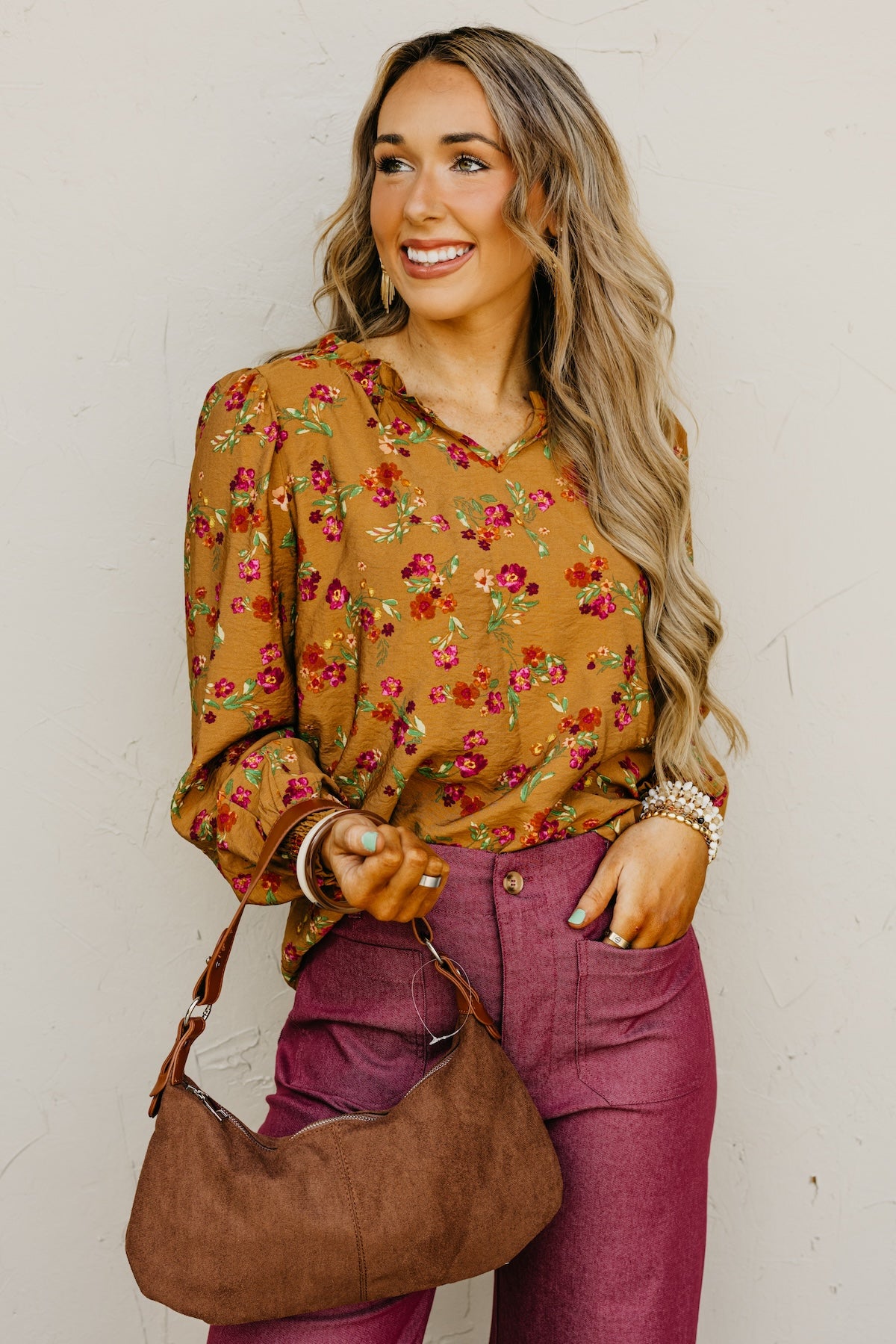 The Rita Balloon Sleeve Floral Blouse