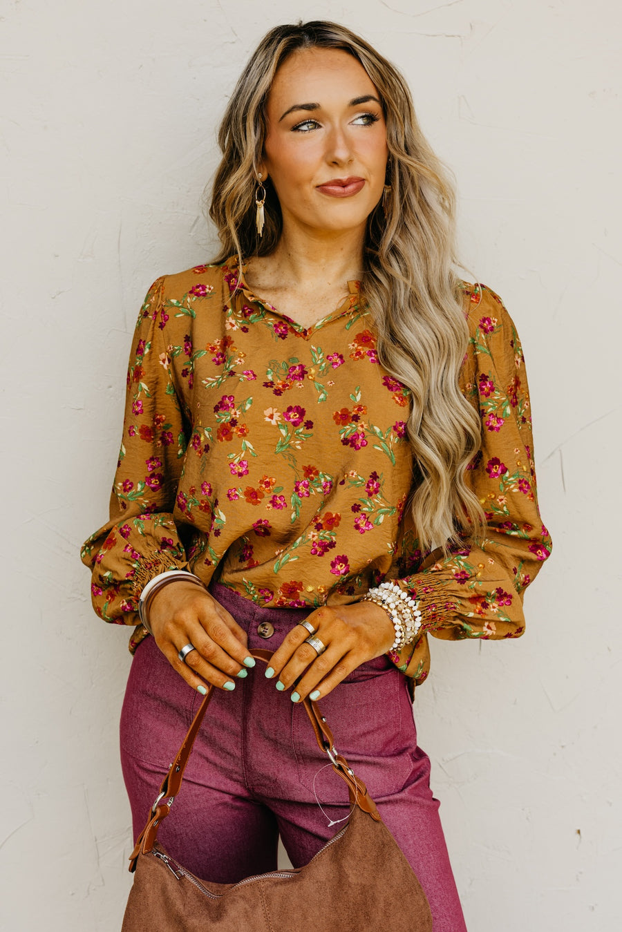 The Rita Balloon Sleeve Floral Blouse