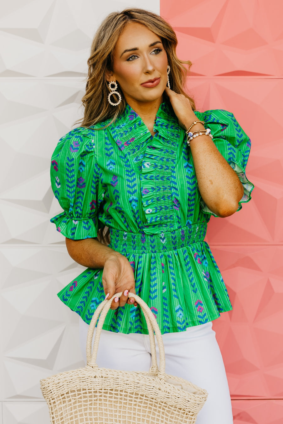 The Isaias Smocked Puff Sleeve Top