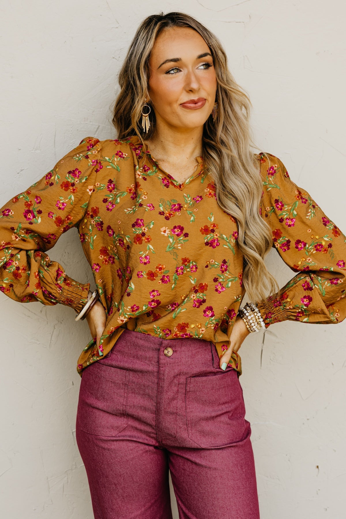 The Rita Balloon Sleeve Floral Blouse