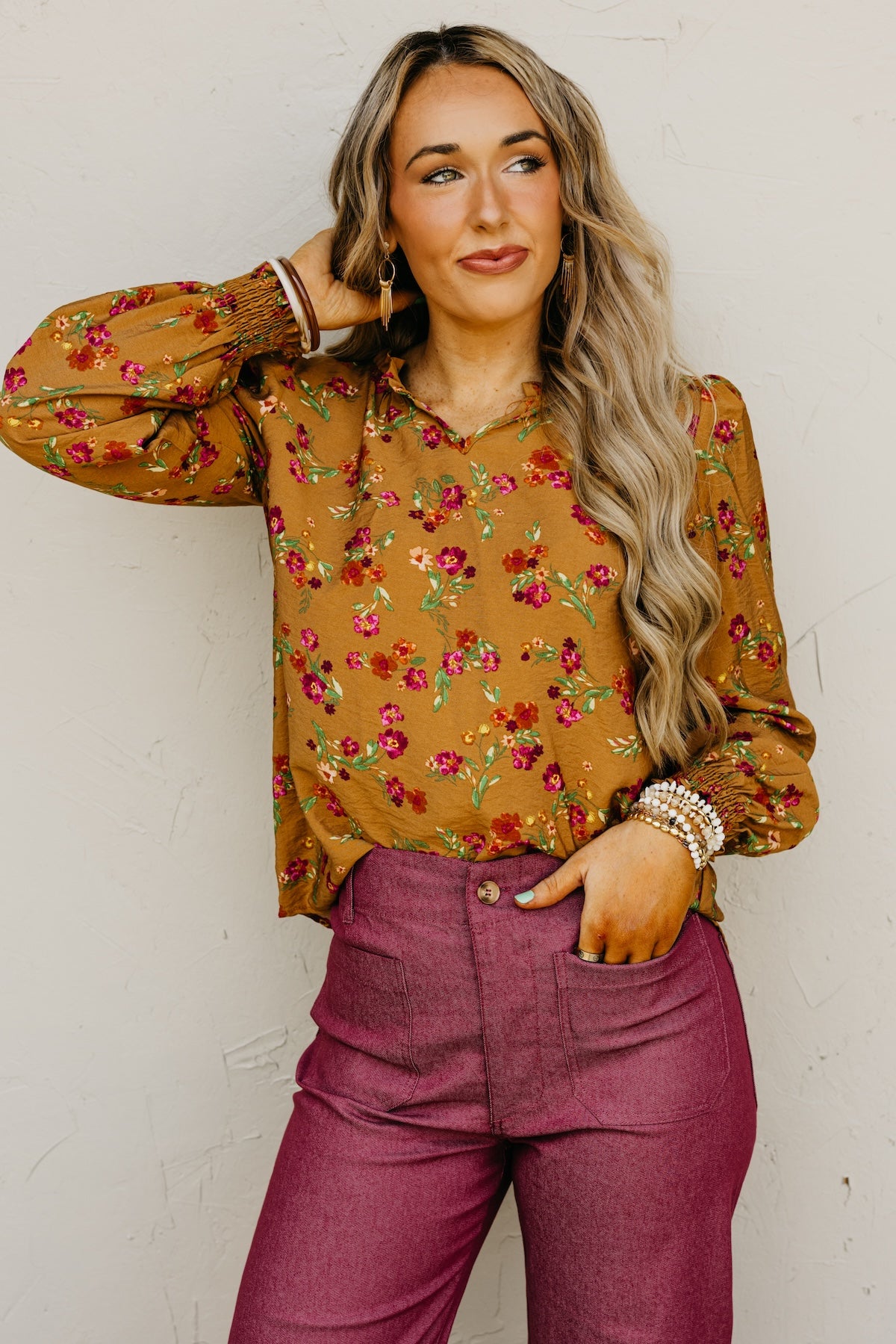 The Rita Balloon Sleeve Floral Blouse