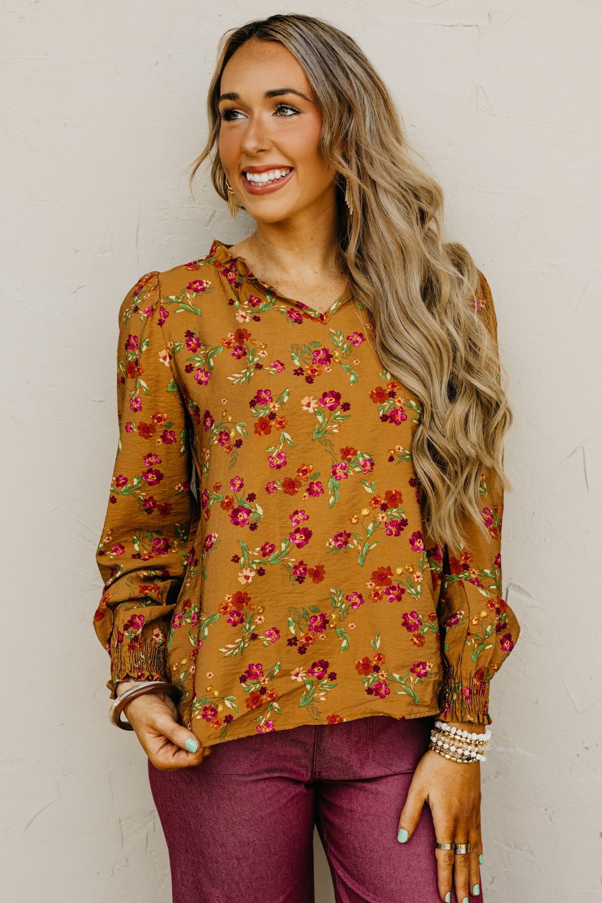 The Rita Balloon Sleeve Floral Blouse