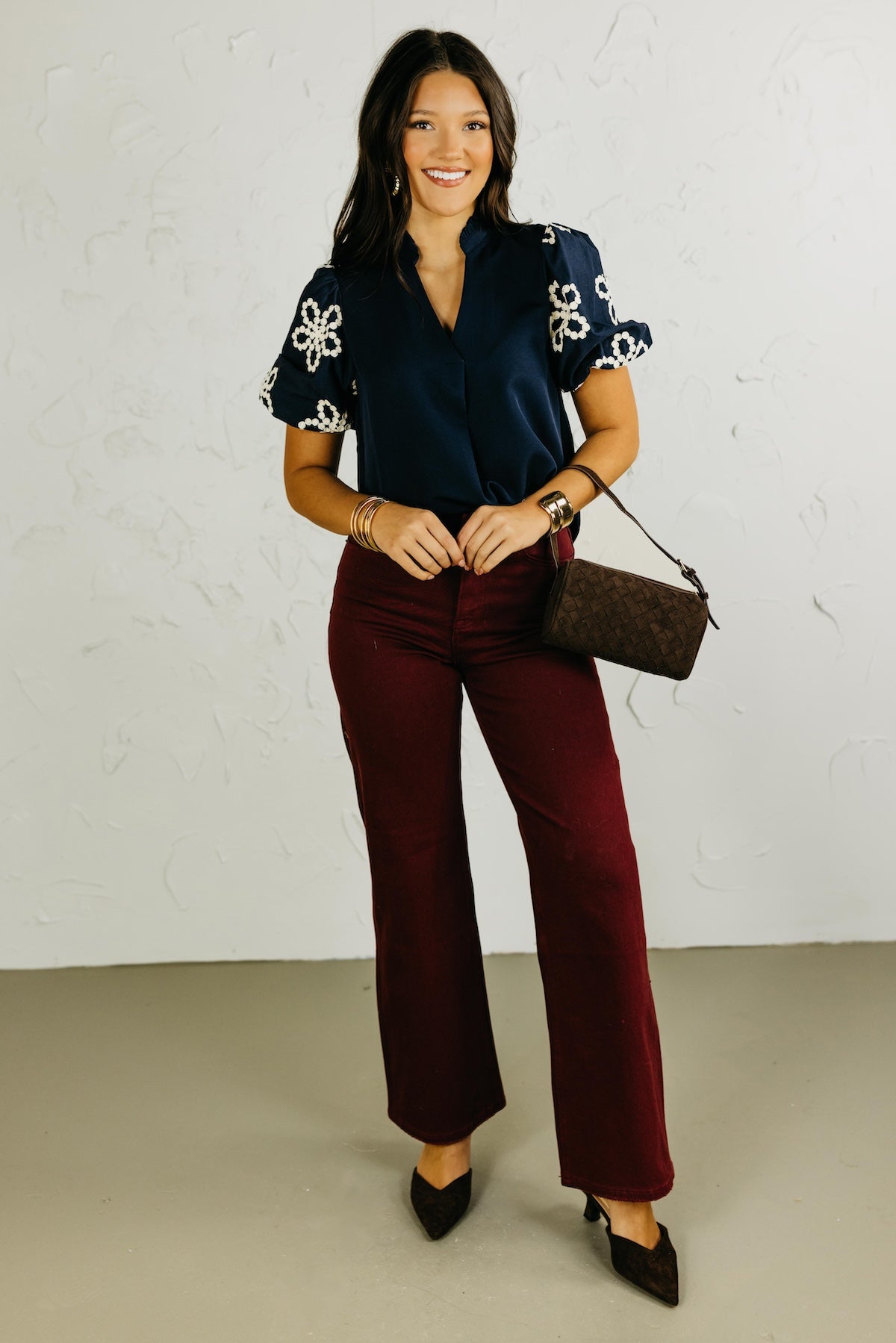 The Lyanna Puff Sleeve Embroidered Top