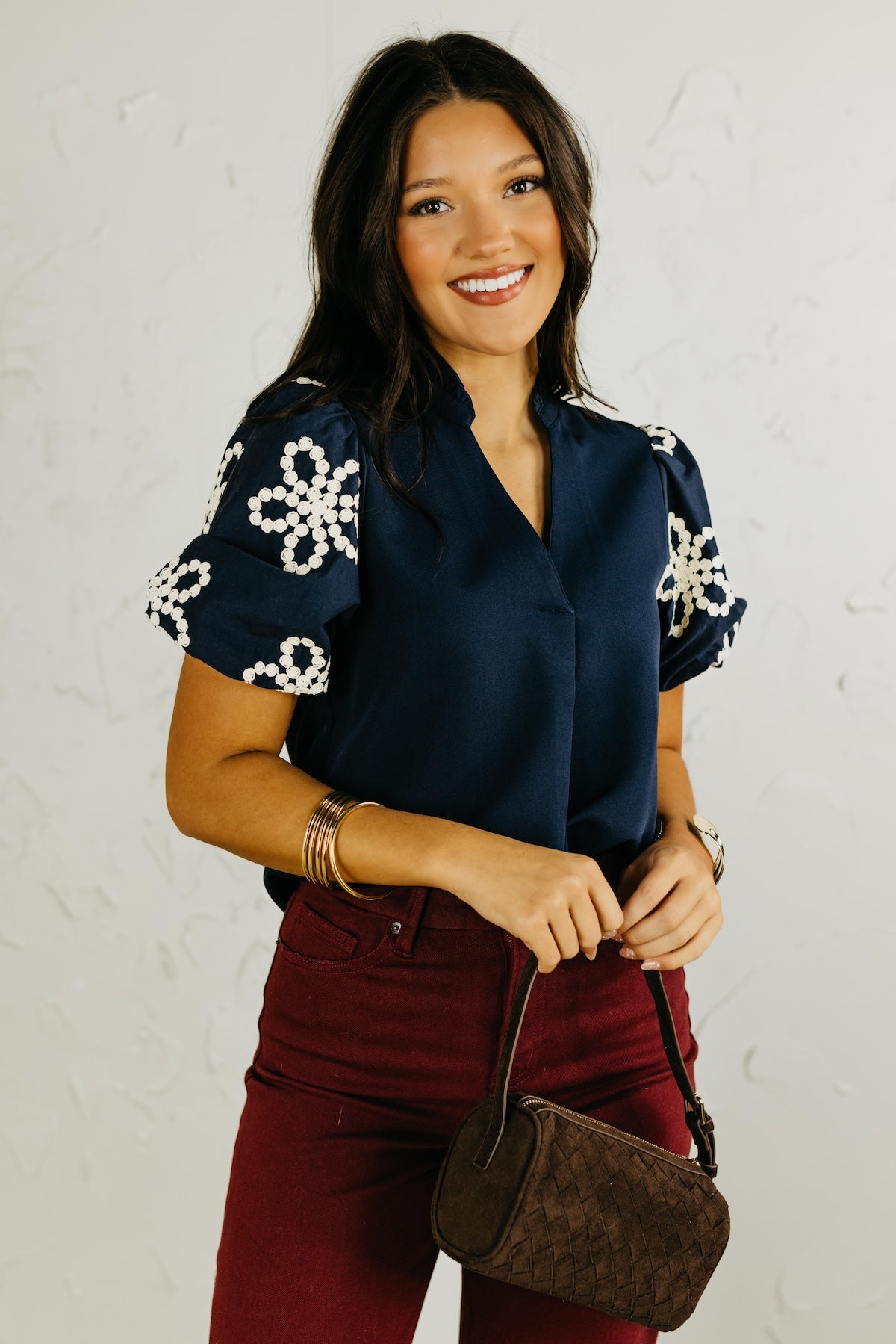 The Lyanna Puff Sleeve Embroidered Top