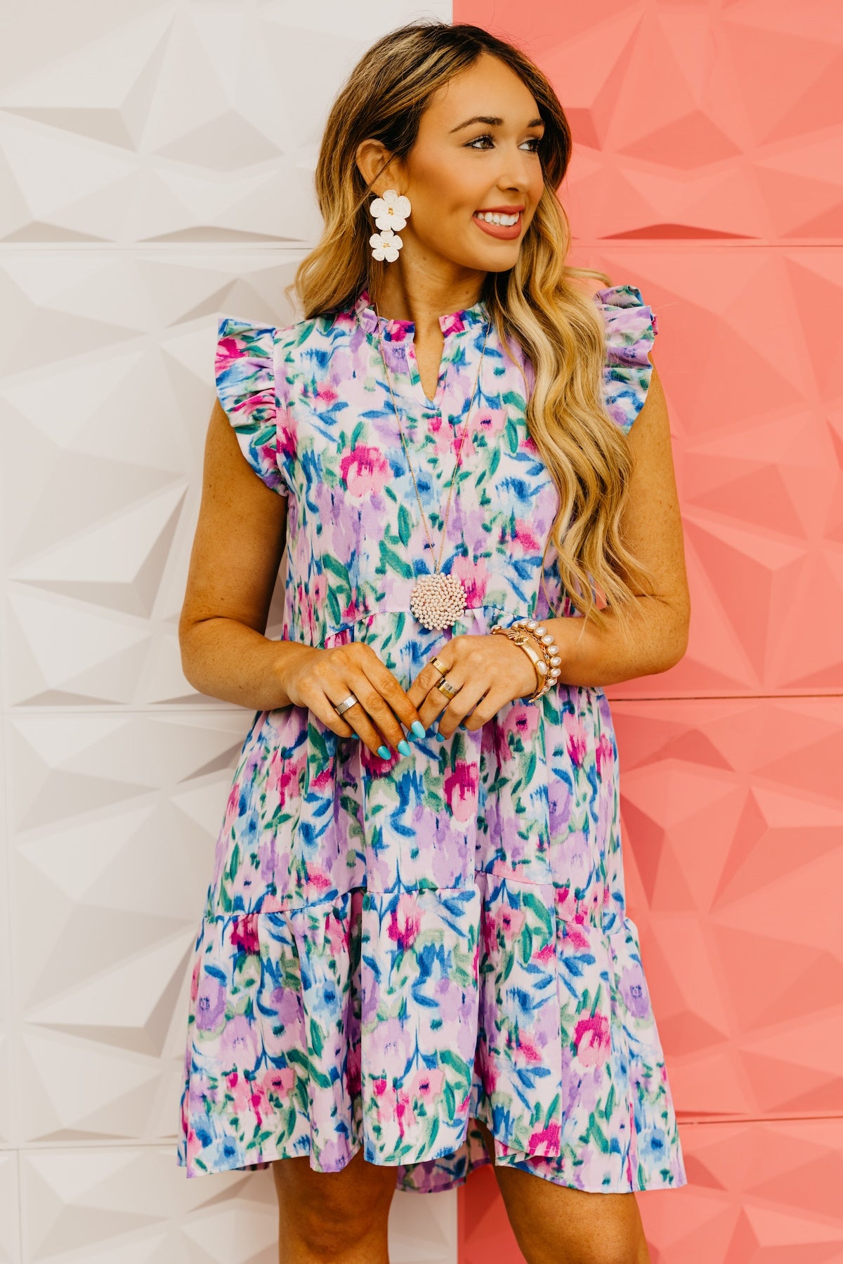The Karson Ruffle Sleeve Floral Mini Dress