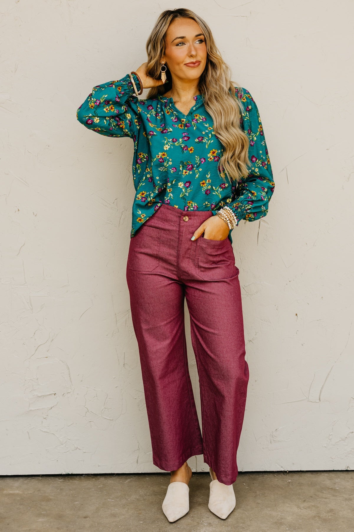 The Rita Balloon Sleeve Floral Blouse