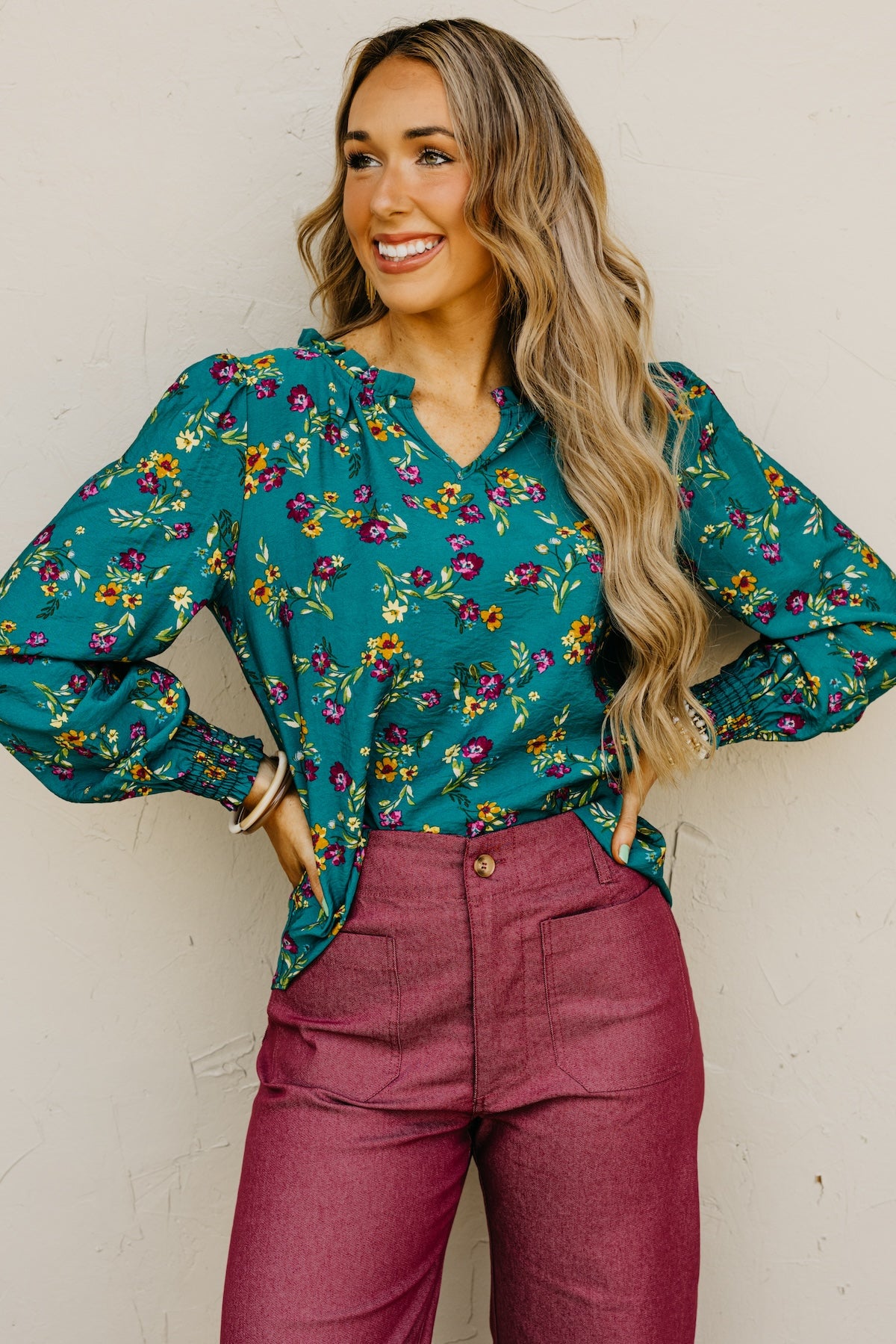 The Rita Balloon Sleeve Floral Blouse