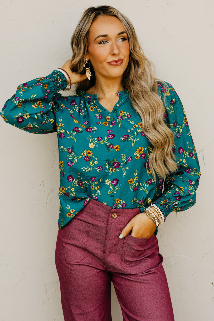 The Rita Balloon Sleeve Floral Blouse