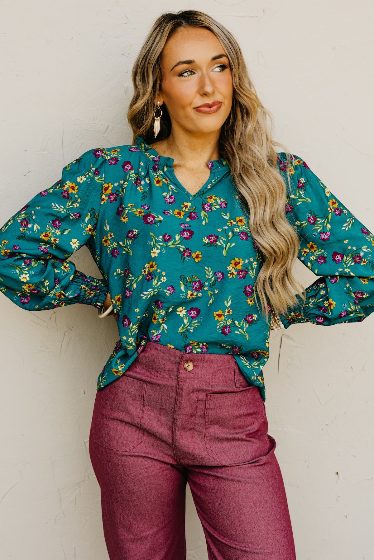The Rita Balloon Sleeve Floral Blouse