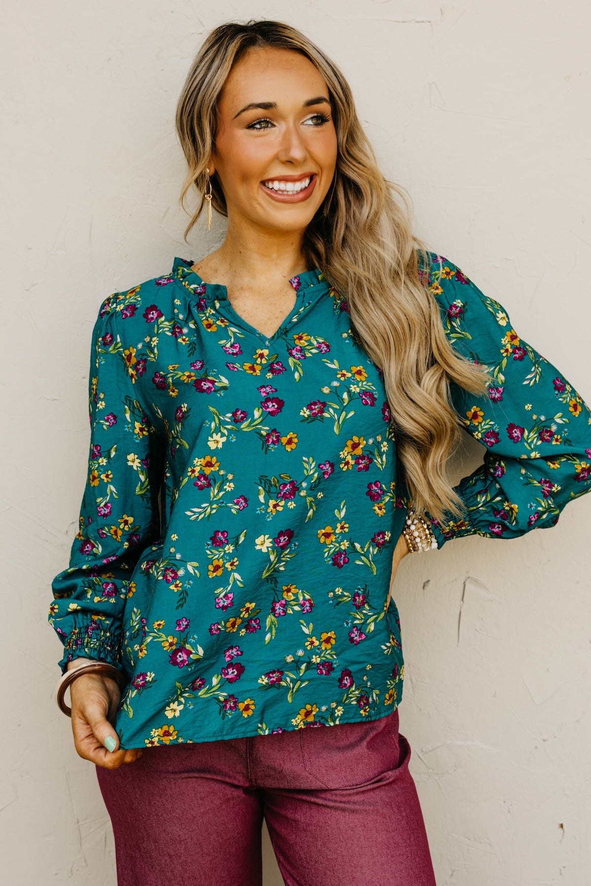 The Rita Balloon Sleeve Floral Blouse