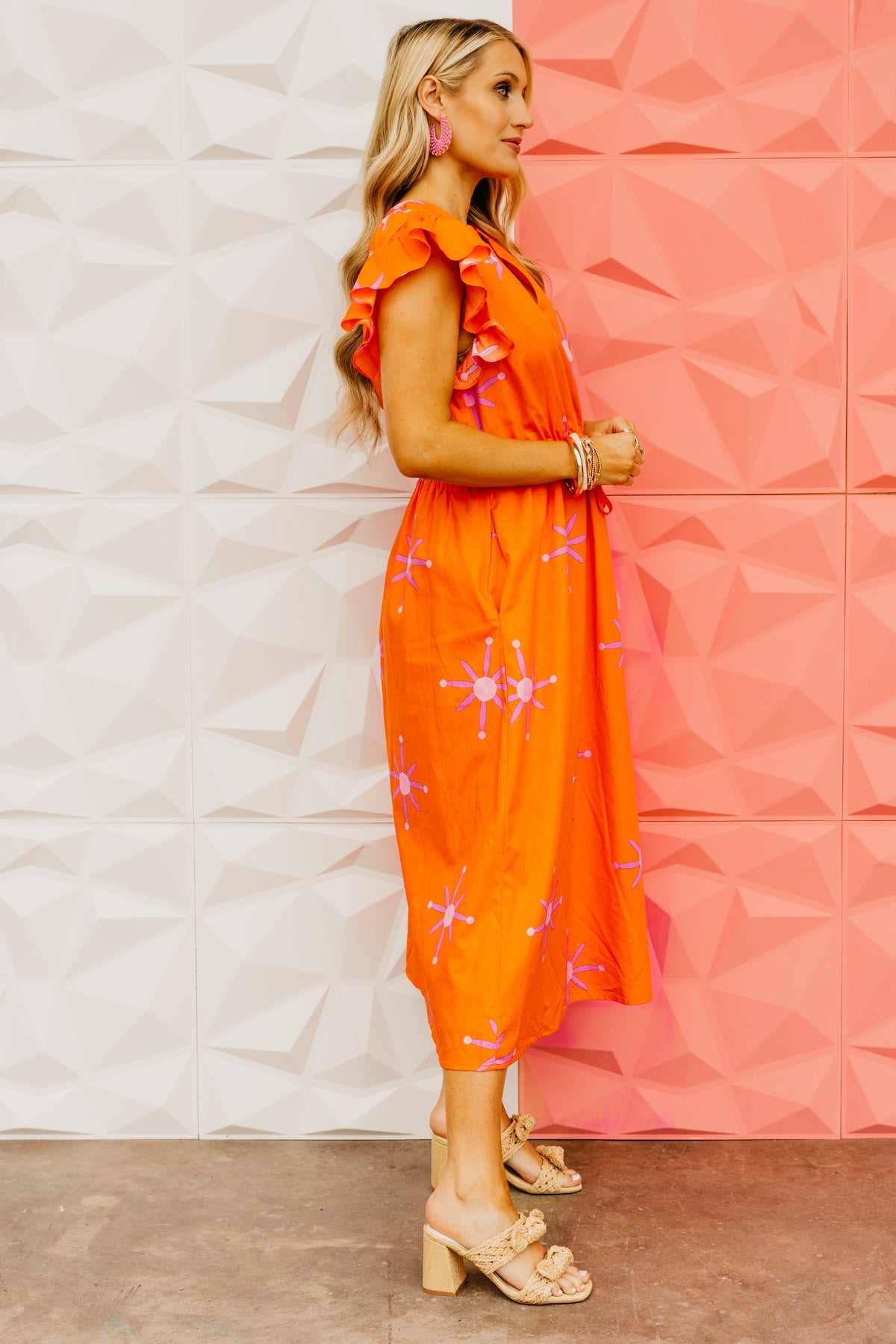 The Karani Ruffle Sleeve Midi Dress